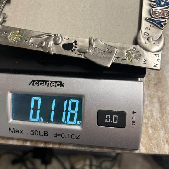 Baby Nursery Picture Frame Pewter Epoxy Desk Top 5”x3.5” Moon Sun Alphabet - Picture 11 of 11